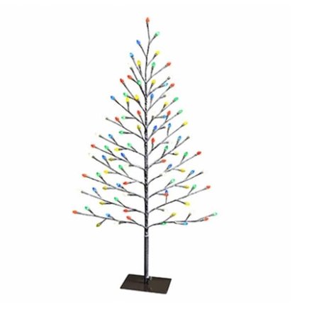 HOLIDAY BRIGHT LIGHTS Holiday Bright Lights 266731 42 in. Christmas LED Flat Stick Snow Covered Tree; Multi Color 266731